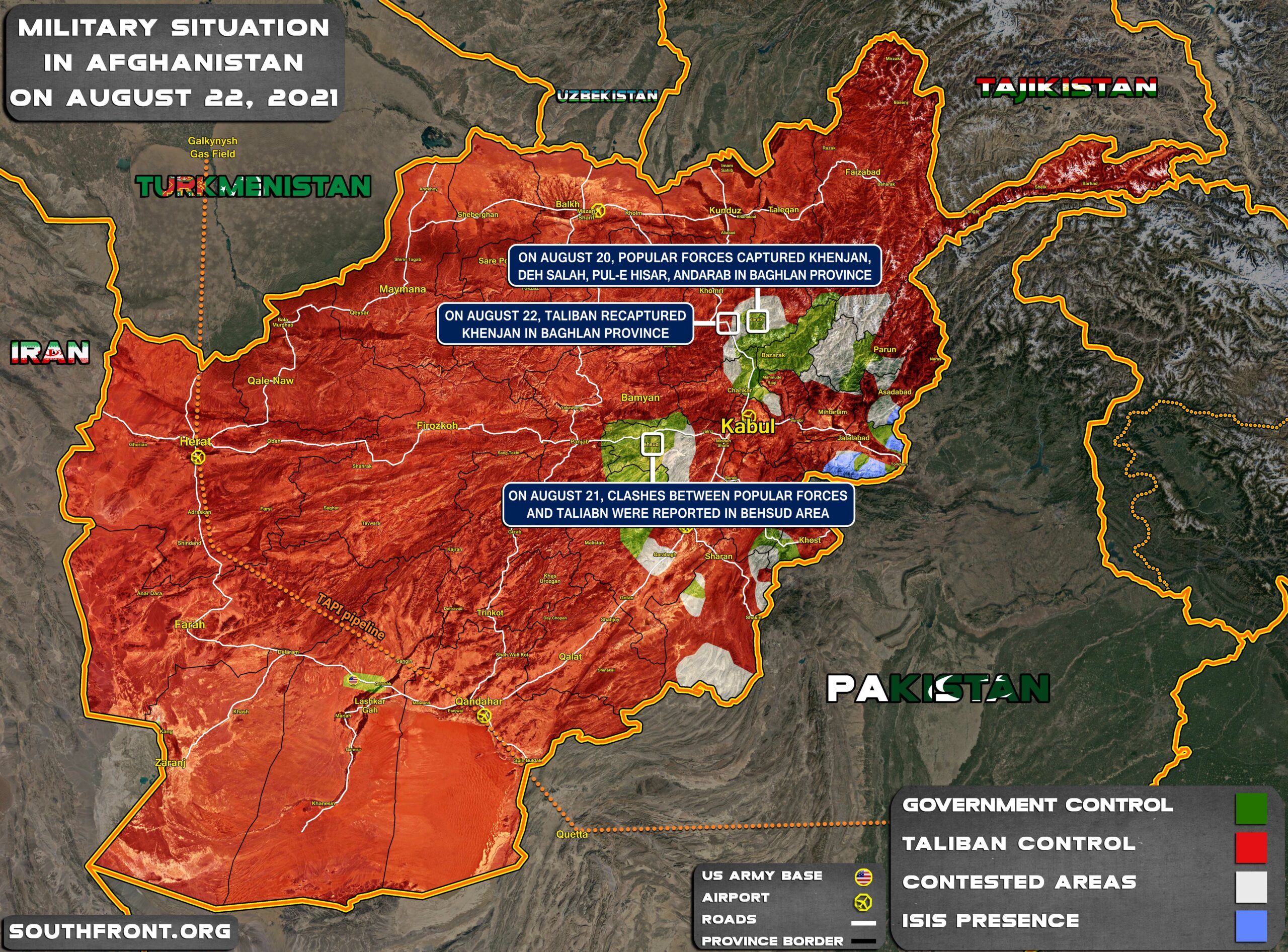 Military Situation In Afghanistan On August 22, 2021 (Map Update)