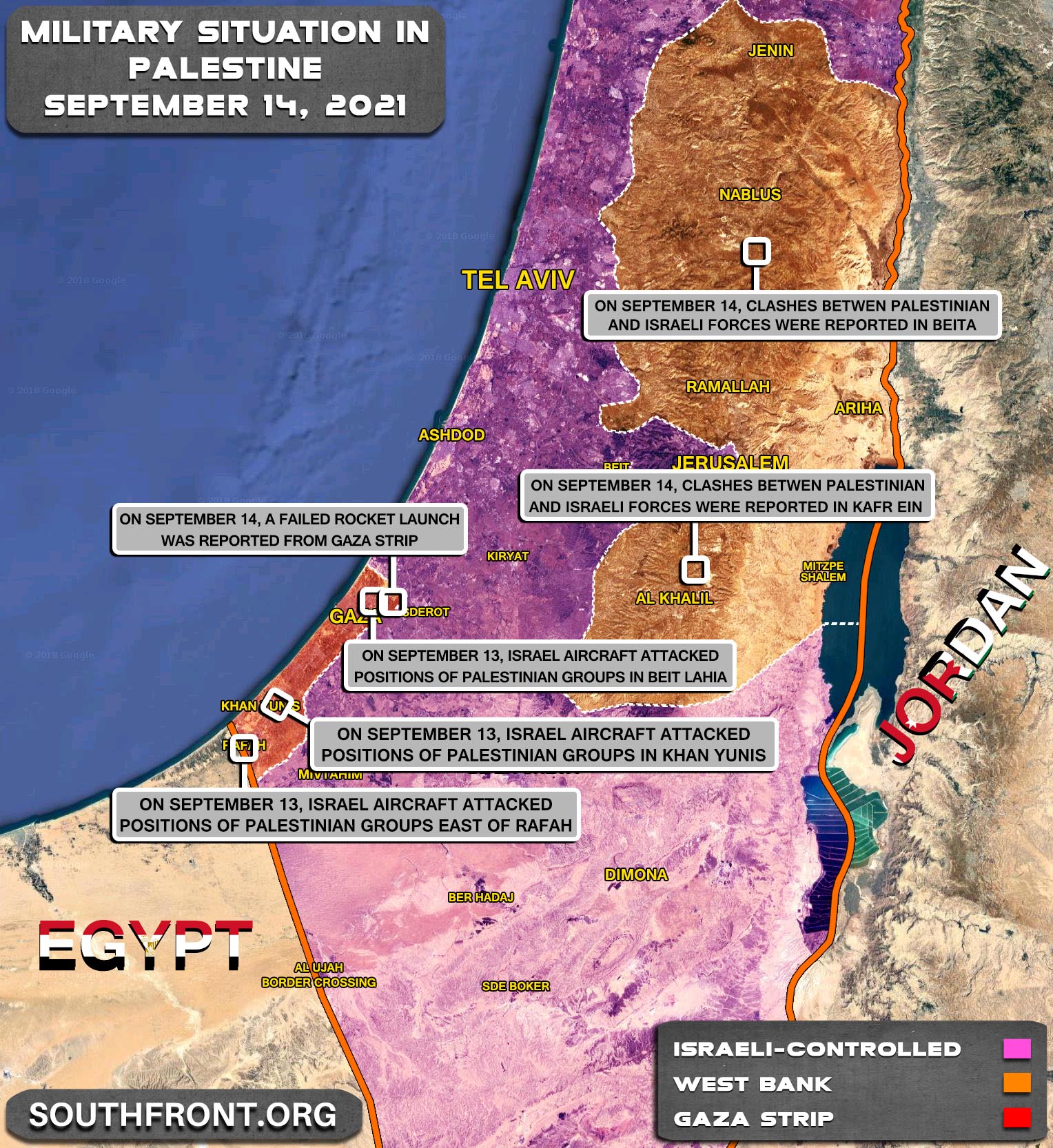 Military Situation In The West Bank and Gaza Strip On September 14, 2021 (Map Update)