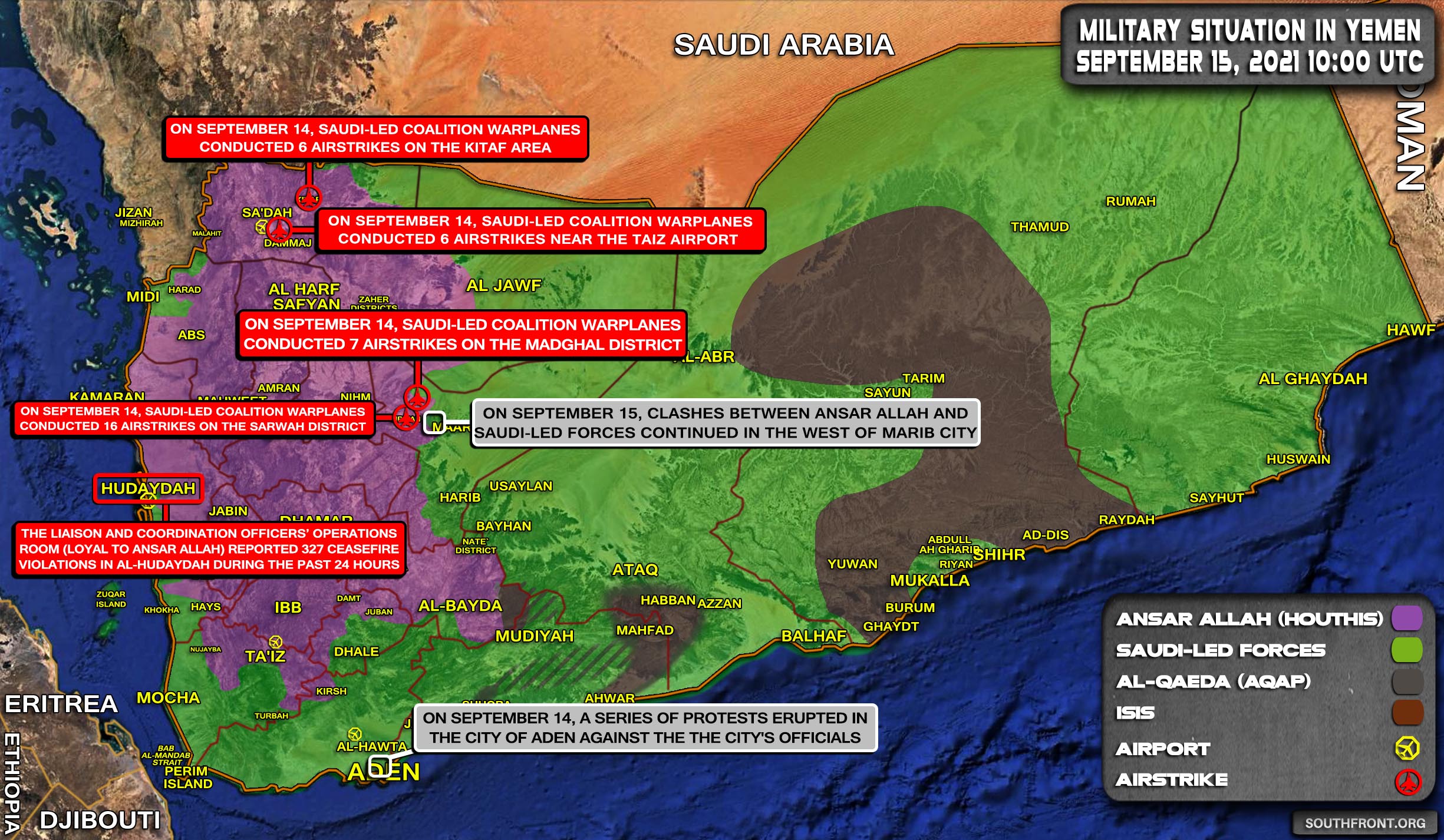 Military Situation In Yemen On September 15, 2021 (Map Update)