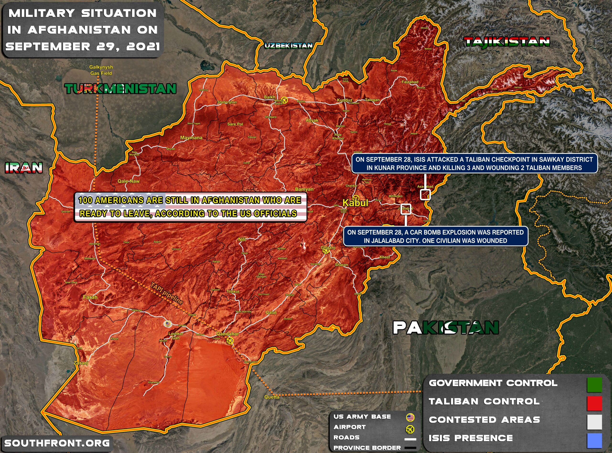 Military Situation In Afghanistan On September 29, 2021 (Map Update)