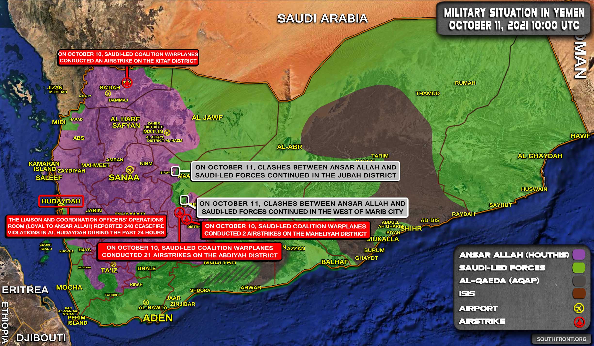 Military Situation In Yemen On October 11, 2021 (Map Update)