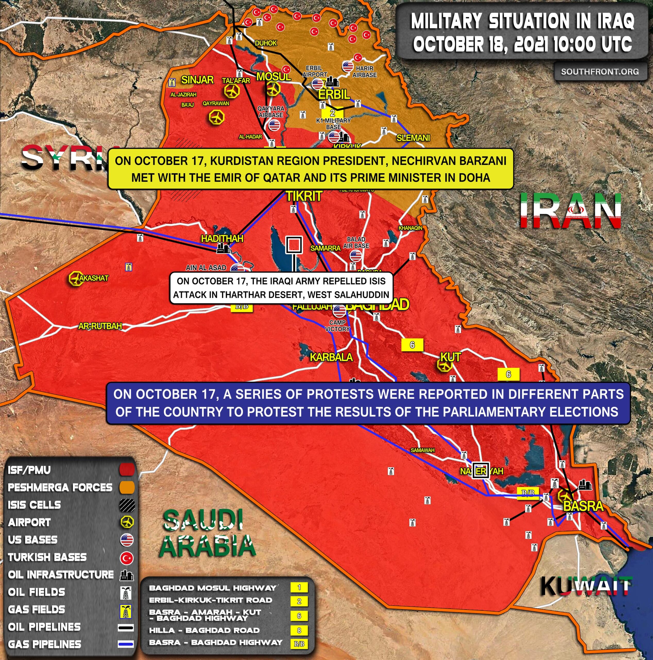 Military Situation In Iraq On October 18, 2021 (Map Update)