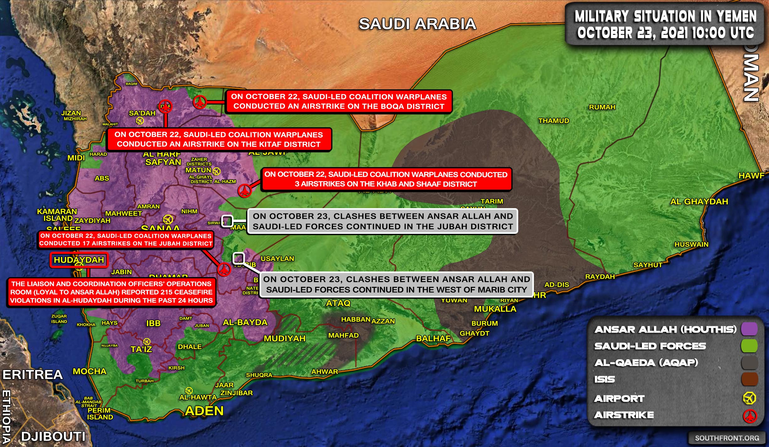 Military Situation In Yemen On October 23, 2021 (Map Update)