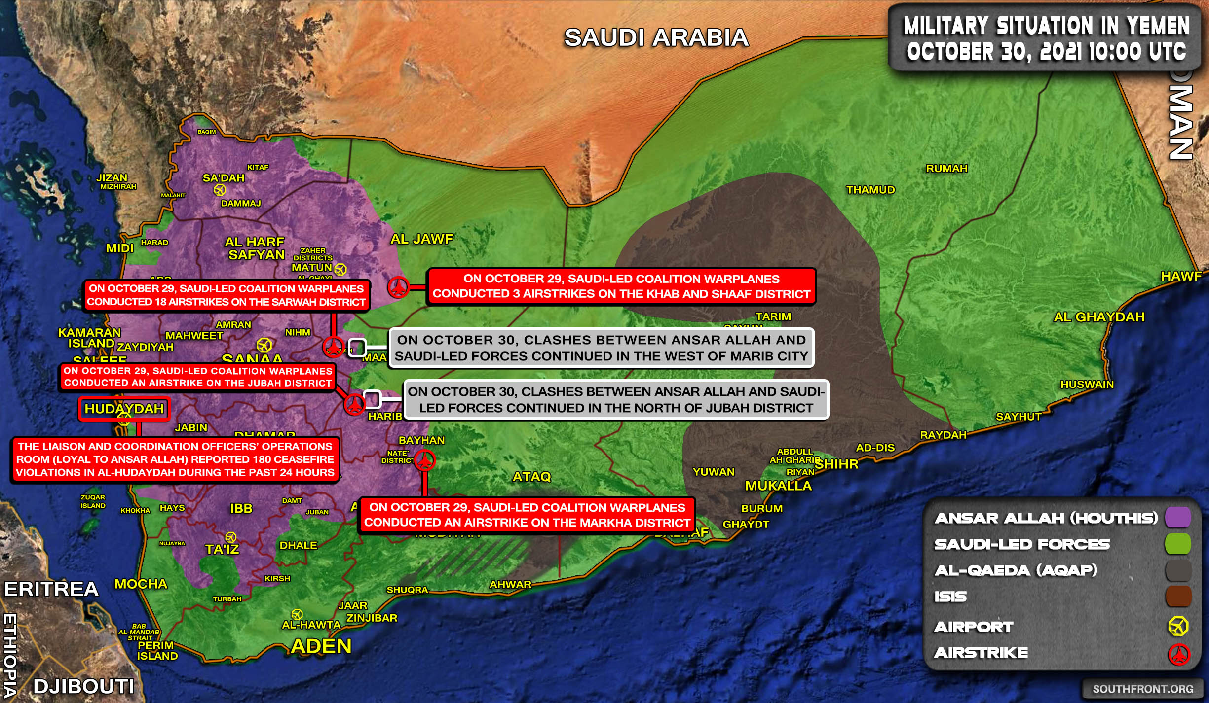 Military Situation In Yemen On October 30, 2021 (Map Update)