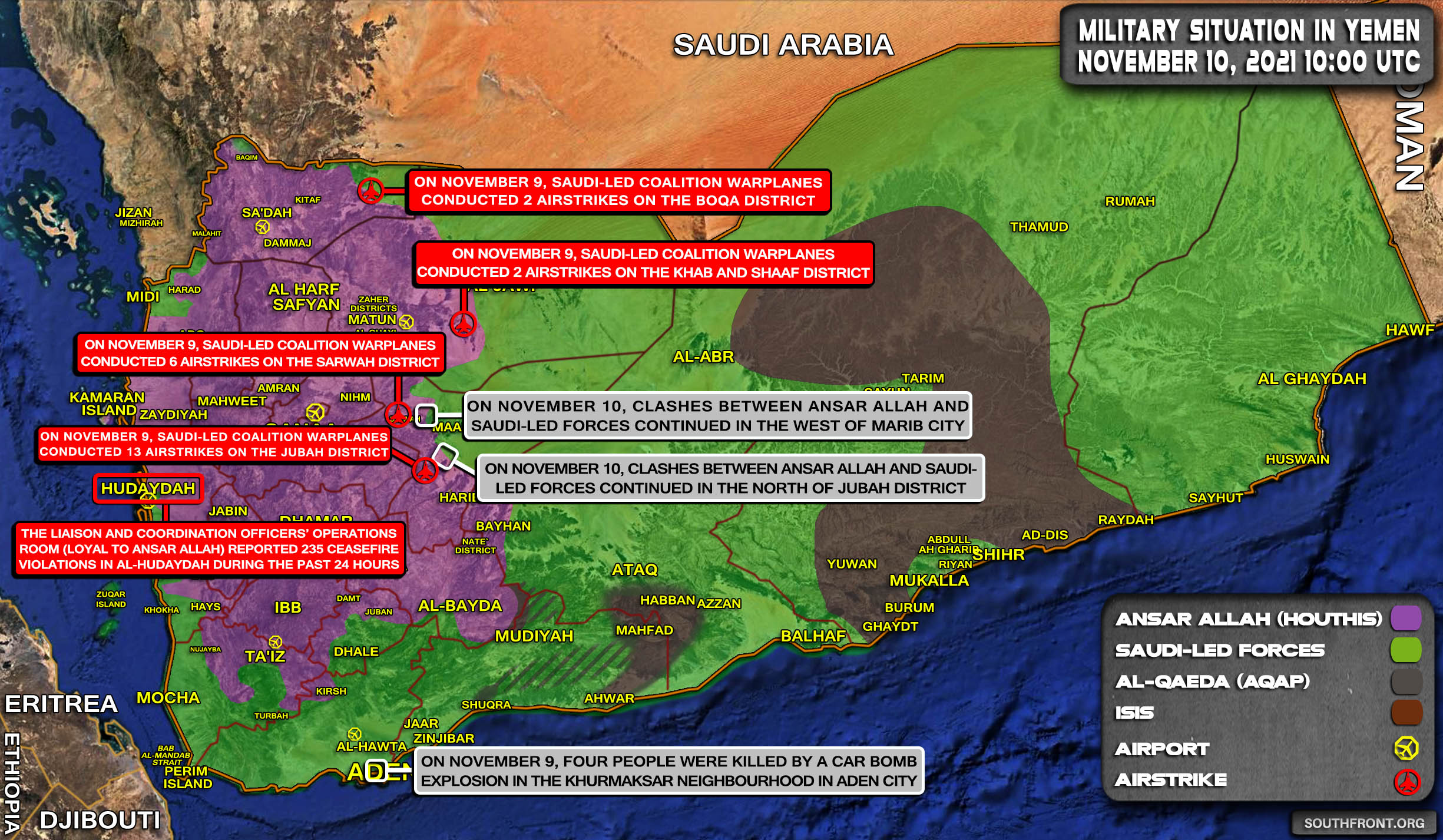 Military Situation In Yemen On November 10, 2021 (Map Update)
