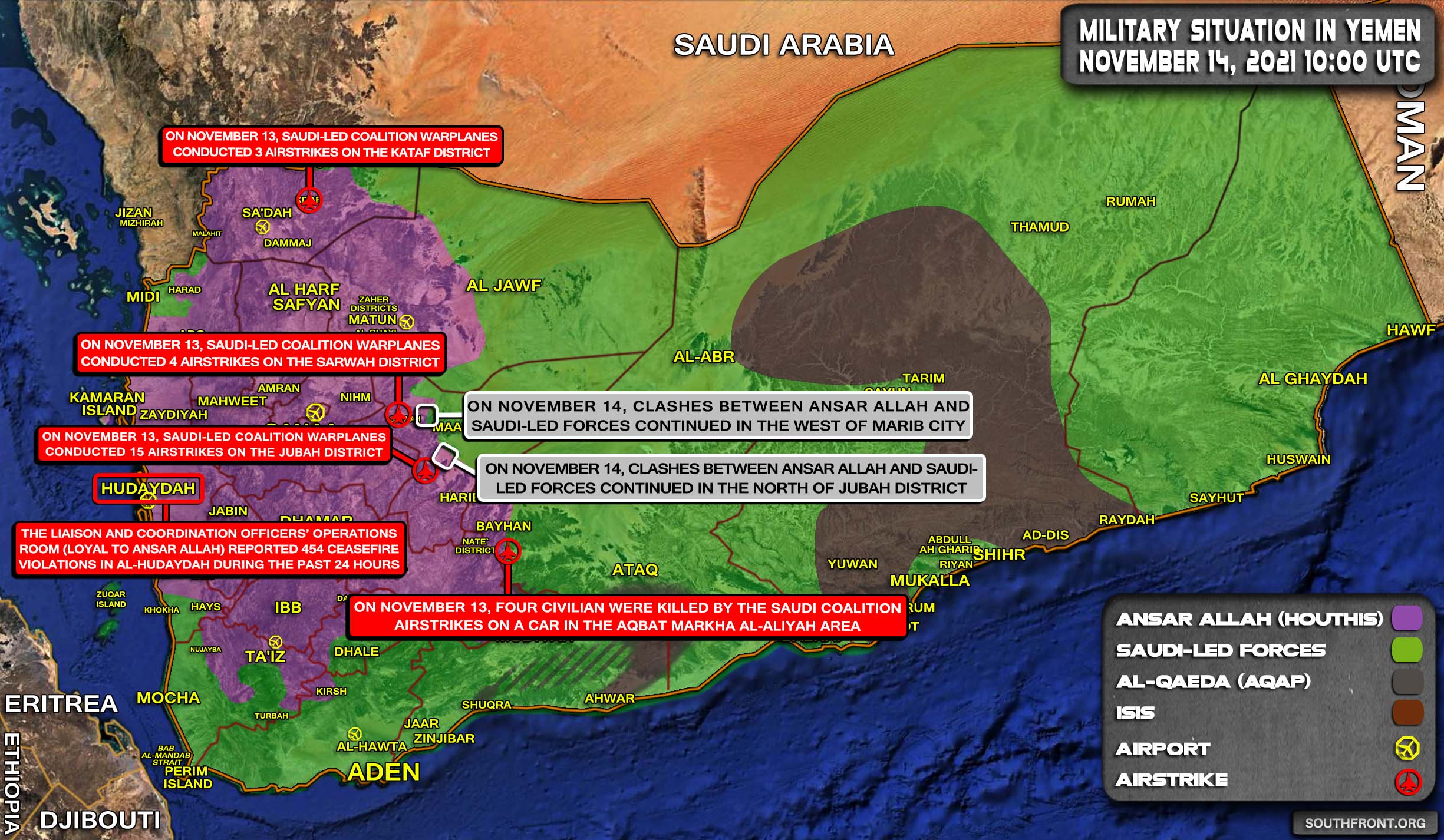 Military Situation In Yemen On November 14, 2021 (Map Update)
