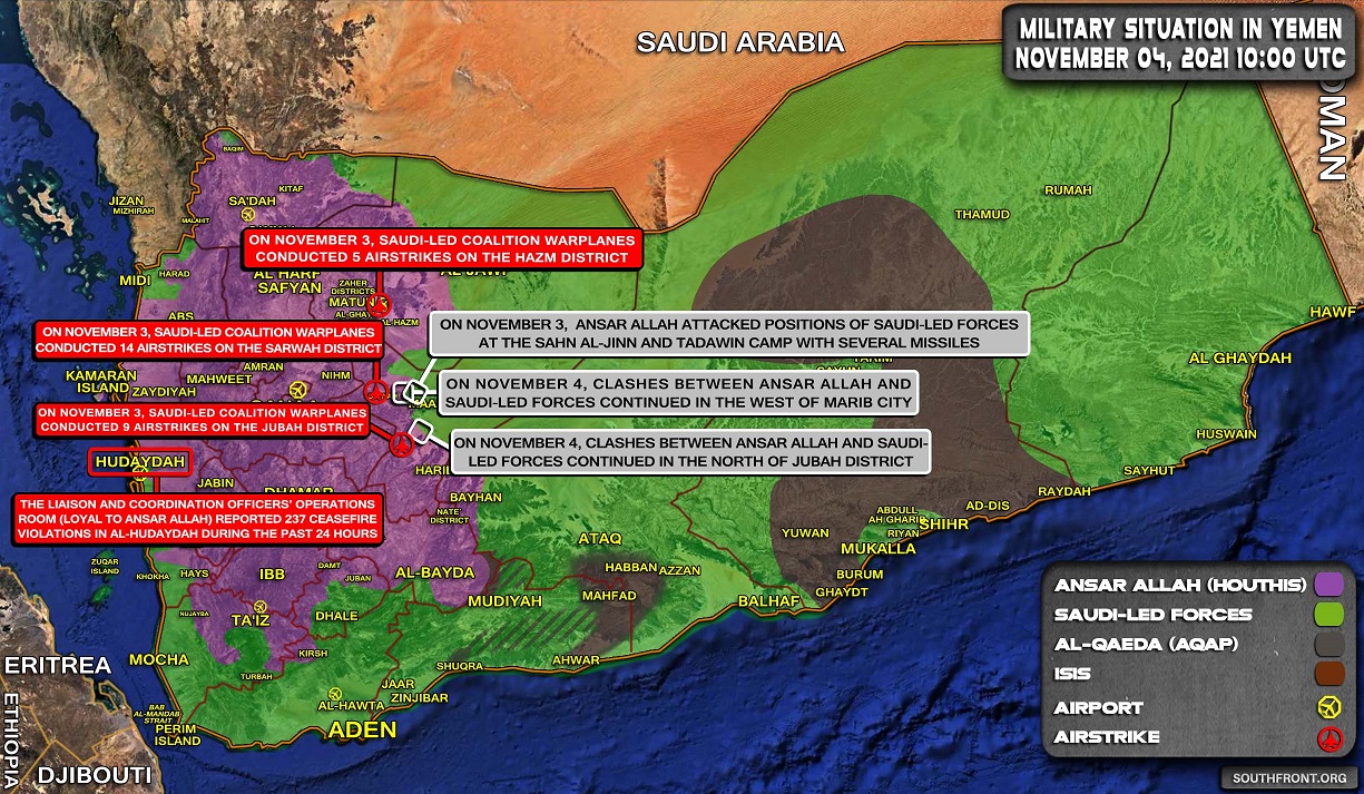 Military Situation In Yemen On November 4, 2021 (Map Update)