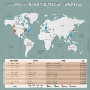 Locations Of US Carrier Strike Groups – March 1, 2022