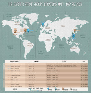 Locations Of US Carrier Strike Groups – May 25, 2023