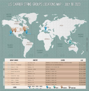 Locations Of US Carrier Strike Groups – July 18, 2023