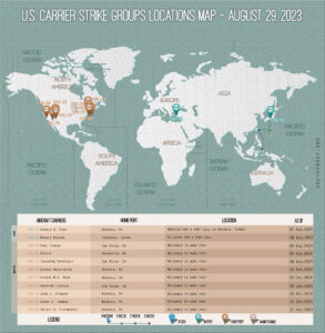 Locations Of US Carrier Strike Groups – August 29, 2023
