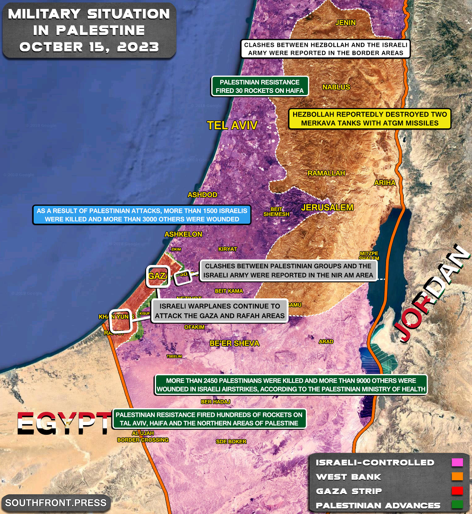 Military Situation In Palestine On October 15, 2023 (Map Update)
