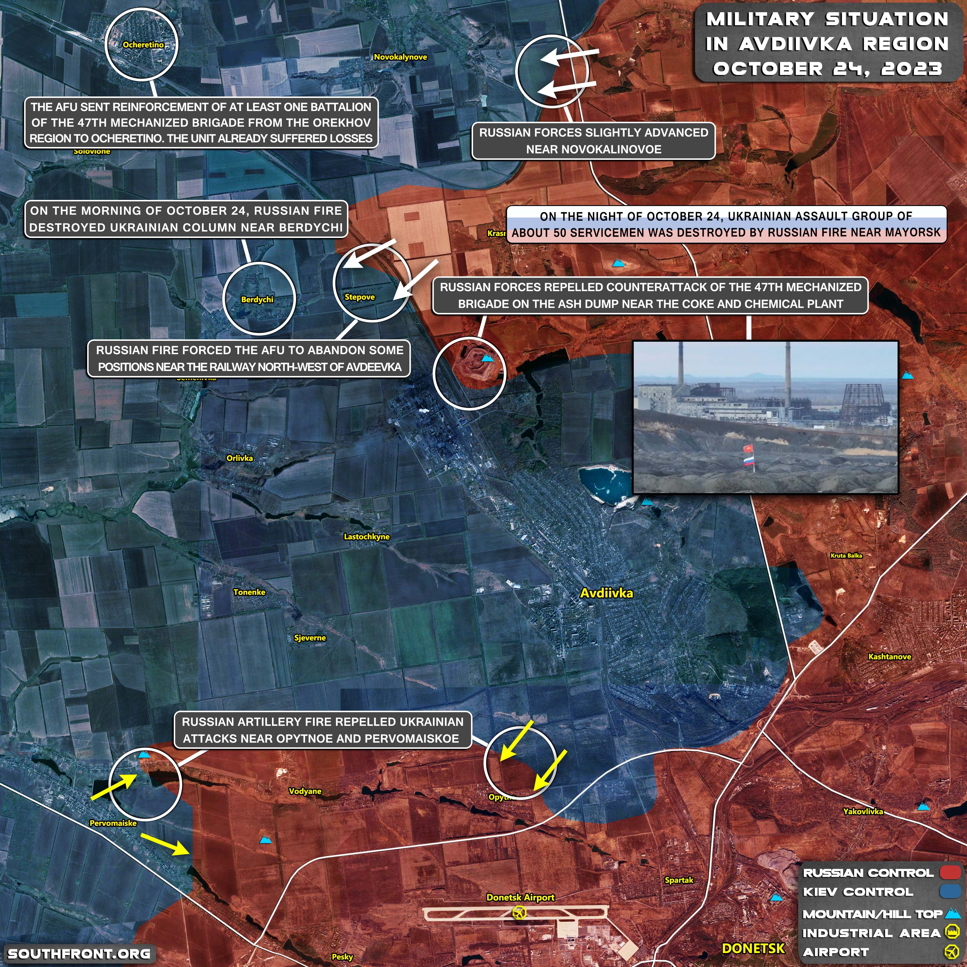 Military Situation Around Avdeevka, DPR, On October 24, 2023 (Map Update)