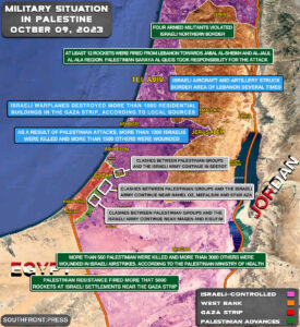 Military Situation In Palestine On October 9, 2023 (Map Update)