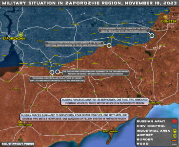 Military Situation In Zaporozhie Region On November 18, 2023 (Map Update)