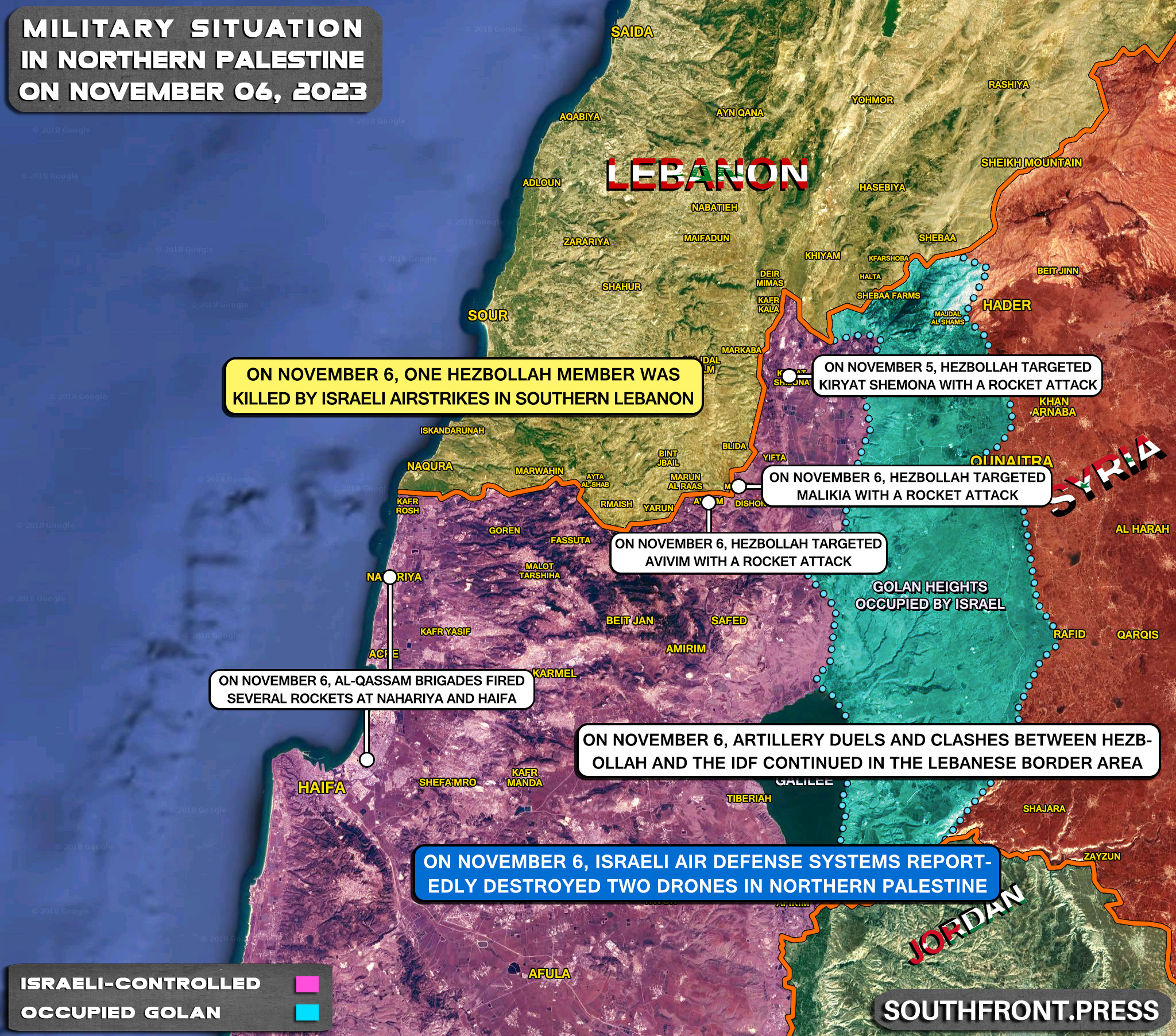 Military Situation On Israeli-Lebanese Border On November 6, 2023 (Map Update)