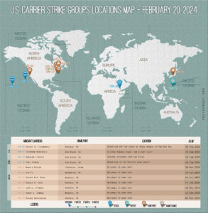 Locations Of US Carrier Strike Groups – February 20, 2024