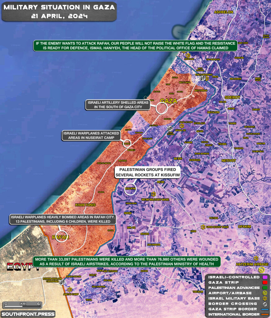 Military Situation In Palestine On April 21, 2024 (Map Update)