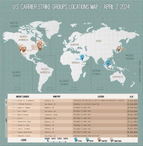 Locations Of US Carrier Strike Groups – April 2, 2024